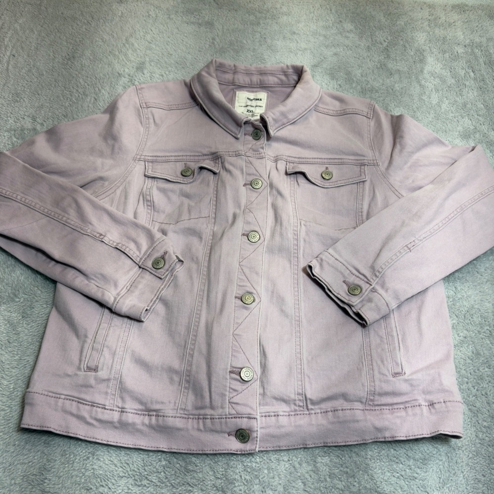 Sonoma The Everyday Jacket Women XXL Lavender Purple Cotton Blend Trucker Coat